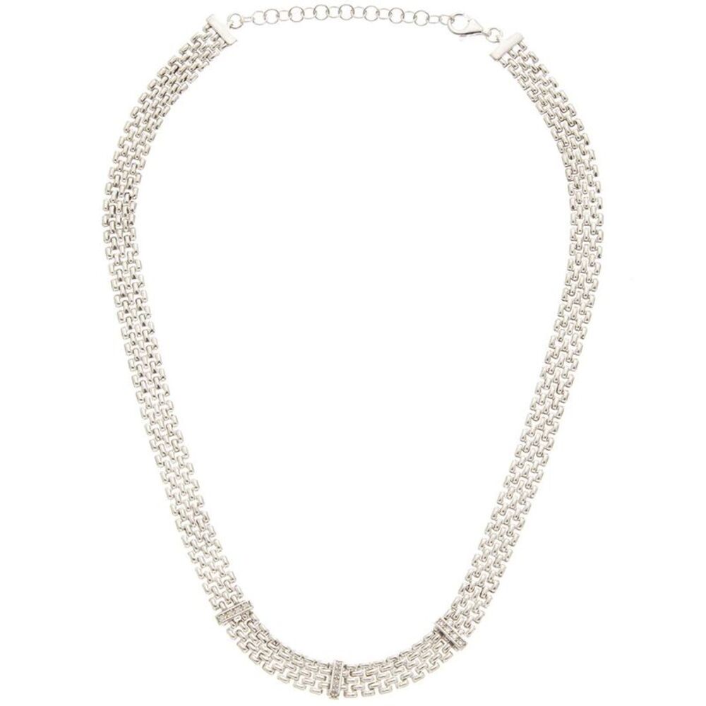 Meshmerise 0.15 Ct. Tw. Diamond 18K Gold Over Silver Necklace, White